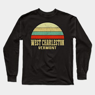 WEST CHARLESTON VERMONT Vintage Retro Sunset Long Sleeve T-Shirt